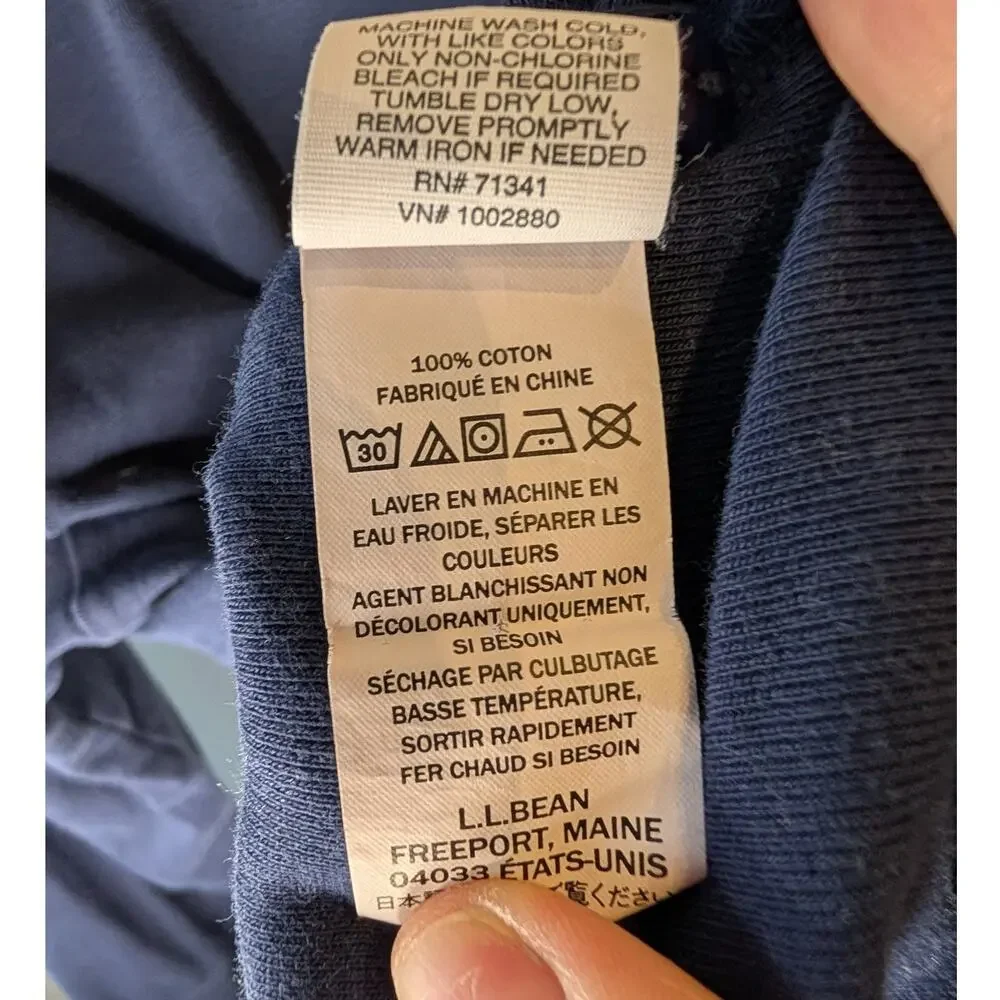 L.L.Bean Womens Navy Blue Flannel Lined Henley Sleep Shirt Pajama Top 2X